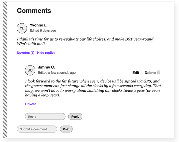 example image of comments
