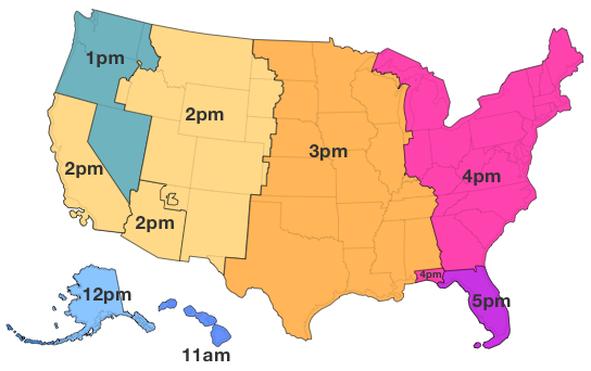When DST is not observed in other states (Nov-Mar)